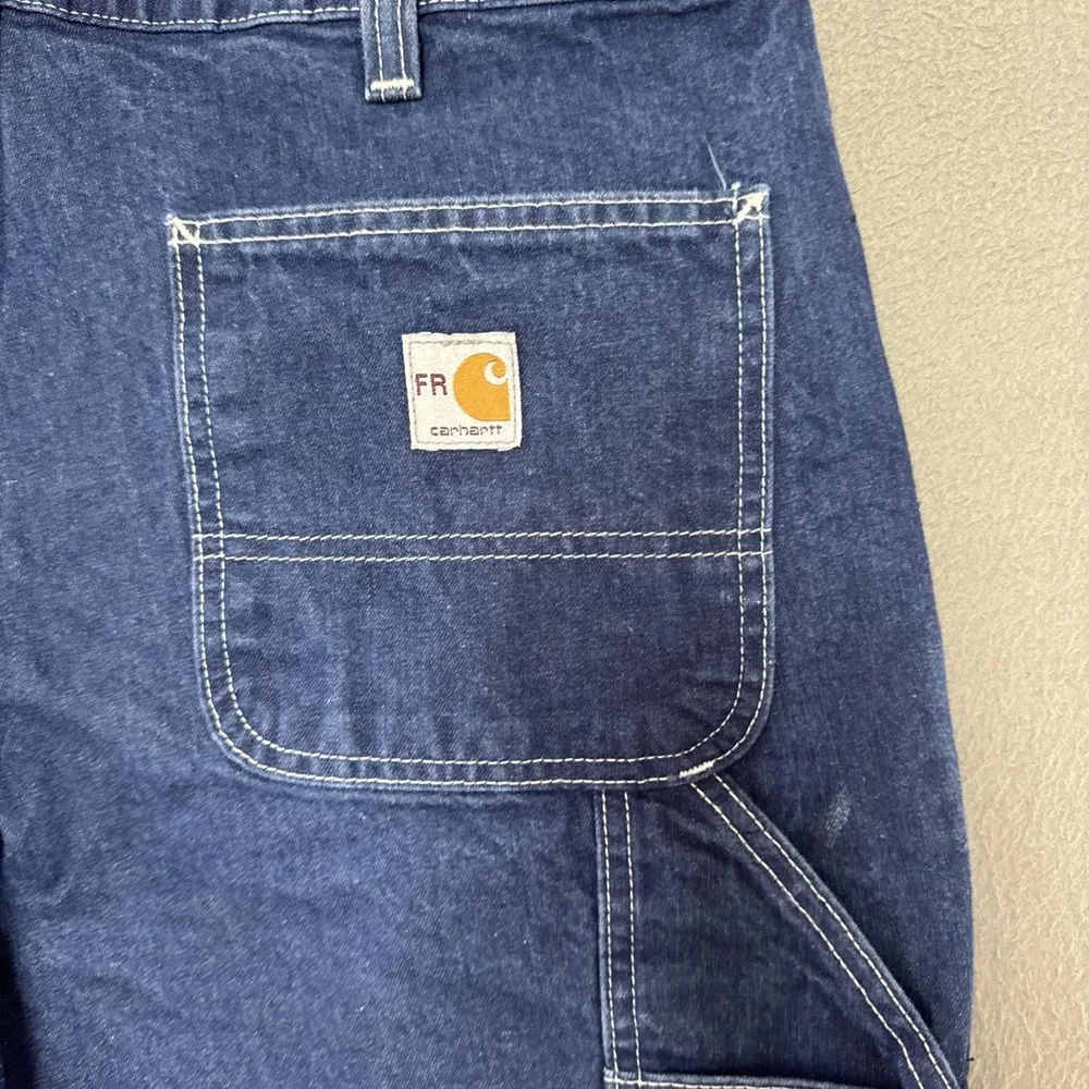 Carhartt FR Carpenter Jeans Mens 36x34 (36x32) Workwear Rugged Dark Wash Denim